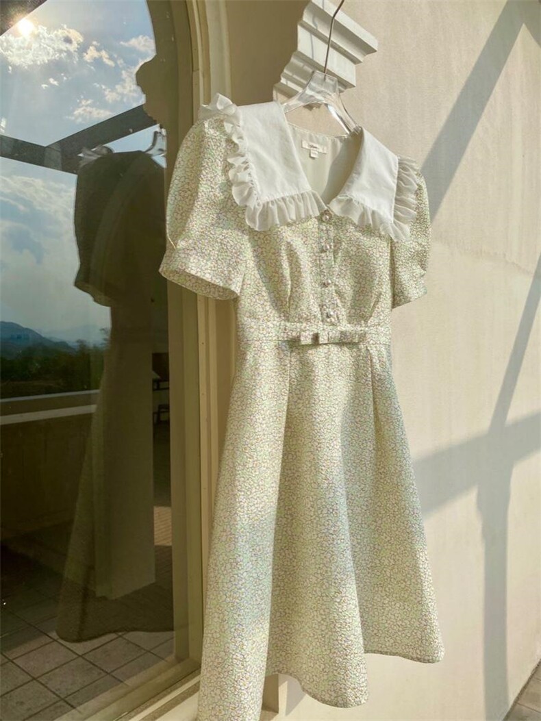 【现货】蝴蝶结碎花连衣裙,女装连衣裙,欧尼蒂