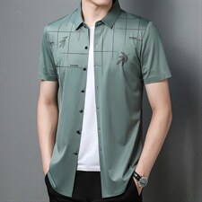 DN-D5825限价138元男士2023夏短袖衬衫商务休闲修身衬衣P75，男装衬衫，电商B360