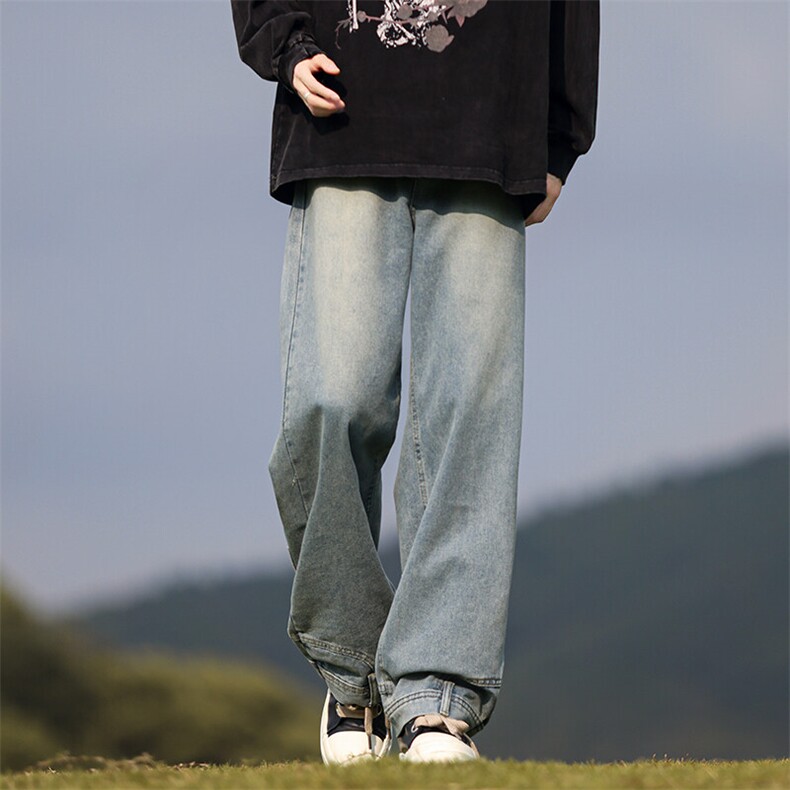 8XL-M特大码牛仔裤男美式高街裤子欧美复古倒装牛仔裤小众K968P50，男装休闲裤，电商D206-1