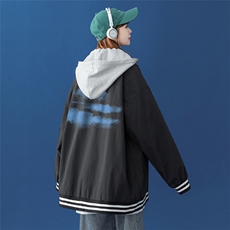 ！春季新品百搭设计感小众晕染涂鸦宽松夹克外套G24P65控88，男装夹克，A247A