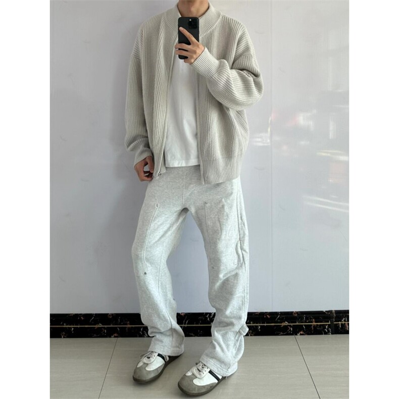 【有货】cleanfit灰色拉链开衫毛衣外套男款针织衫M5653LL-特P55,男装针织衫/毛衣,星座1007（原301D）