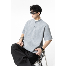 夏季新款港风日系简约假两件亨利领短袖T恤男XZ213-TX22-P35控58，男装T恤，星座213