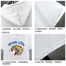 LD54196-P45连帽短袖t恤男大码胖子带帽五分袖中袖展架，男装T恤，电商A040A