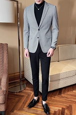 2021春新款西装男士小格子西装西服西外套818-，男装西服，电商D225