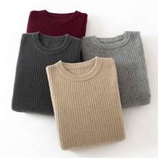 2025年秋季时尚百搭通勤简约休闲重工圆领移针，男装羊绒套衫，蜜暖羊