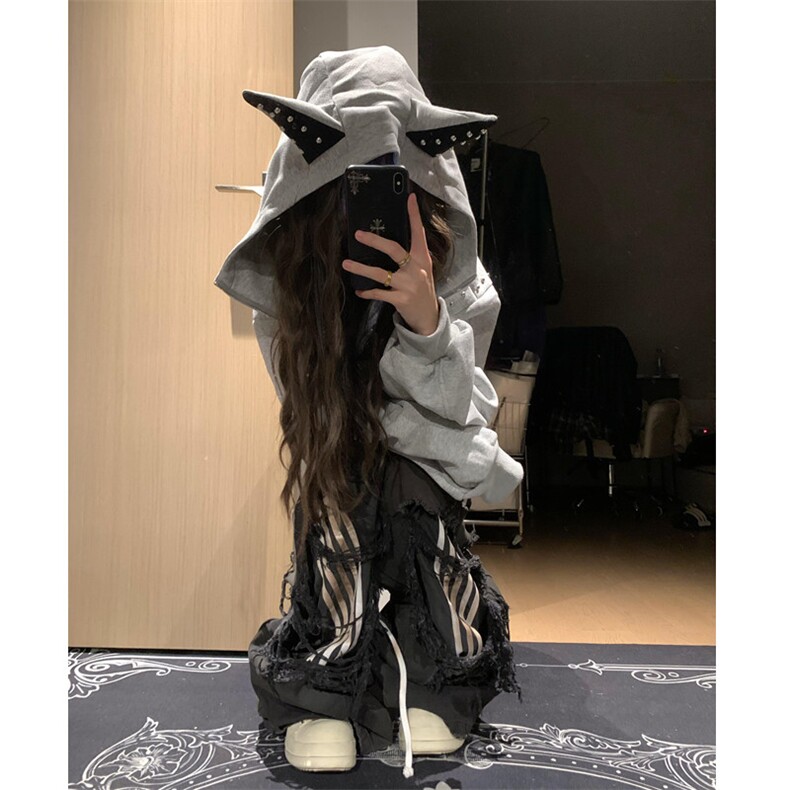 【现货】XZ1218WT6004特价P59美式高街铆钉连帽卫衣外套,女装短外套,星座1218（原611-3）