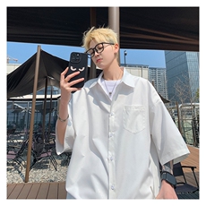 满天星空短袖夏季冰丝垂感亮片光板衬衫帅痞衬衣C2318-特批35，男装T恤，星座1213