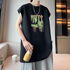 可设48小时发货支持抖音得物来样二开240克重磅美式麂皮绒背心t恤，男装T恤，电商A486