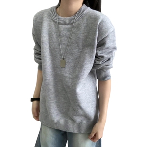 重磅秋冬男女纯色打底针织衫圆领套头半高领毛衣美式复古休闲上衣图片