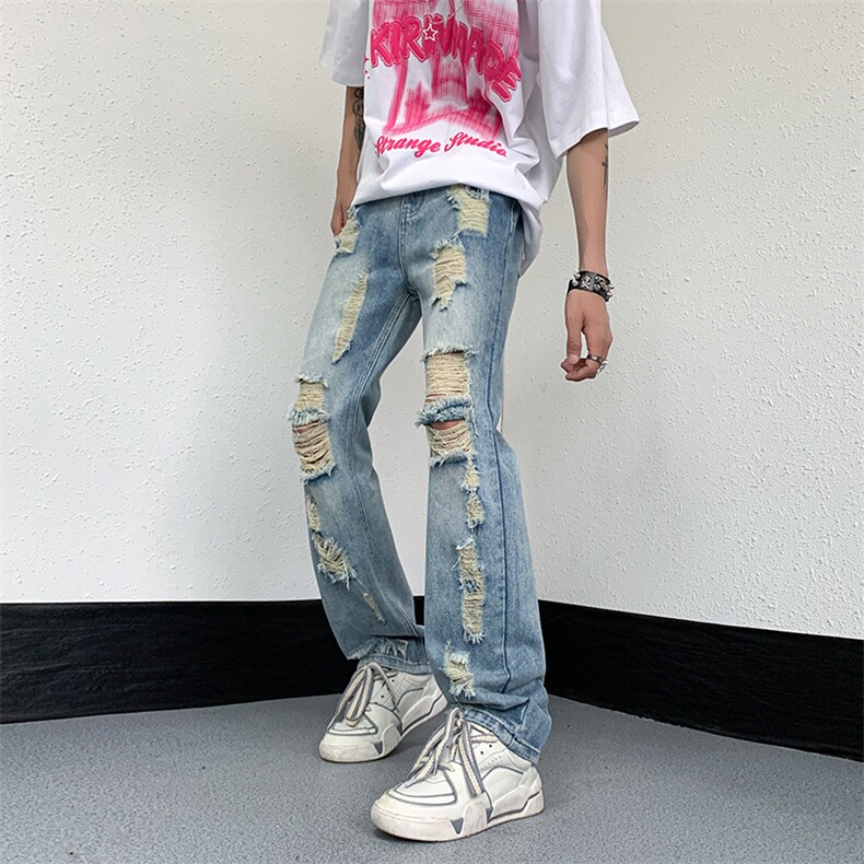 2026夏季美式高街破洞小众牛仔裤货号K725P55,男装牛仔裤,电商A063