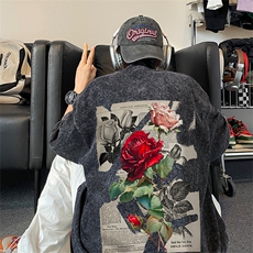 xz605-dsx128-特批30控492026春季新款玫瑰报纸印花水洗短袖T恤，男装T恤，星座605(原A050)