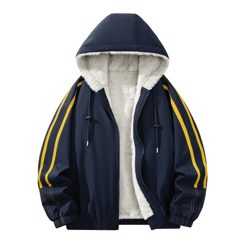 自家图有视频加绒毛领棉衣冬季新款座山雕连帽派克棉服M2556p88，男装棉衣，电商D315