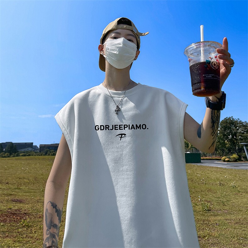 量大优供视频得物直播品230克夏季麂皮绒背心无袖T恤BJ337，男装背心/马甲，电商A486