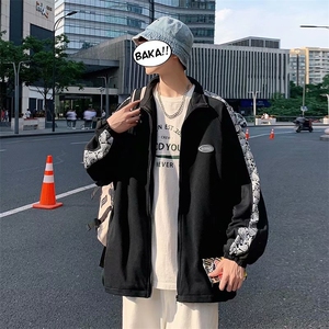 开衫卫衣男韩版潮流拼接腰果花2023秋冬新款ins宽松外套W3445-P36图片