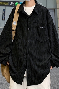 C9001/P50春装新款长袖衬衣男潮衬衫休闲上衣宽松大码外套男图片