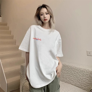 万针全刺绣工艺抖音得物高品质260克重磅纯棉双纱美式高街短袖T恤图片