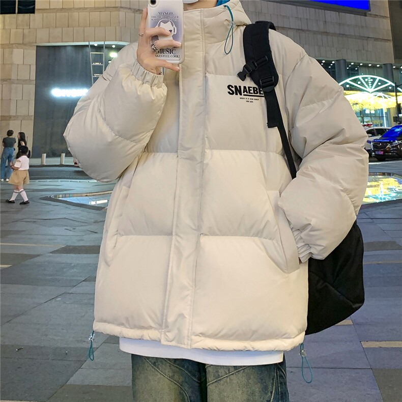 夜景休闲字母印花百搭宽松保暖连帽棉服A247-MY163特批95控158,男装棉衣,电商A247