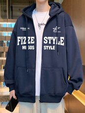H210P70加绒P75加绒加厚连帽开衫卫衣含棉66%字母印花外套，男装卫衣，星座304A-1