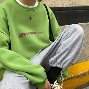 S6071-P35 春季圆领卫衣男大码韩版宽松长袖外套男图片