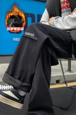 薄款改加绒加厚银狐绒男字母刺绣休闲裤裤K1477J加绒-特P50控88，男装卫衣，电商A001-1
