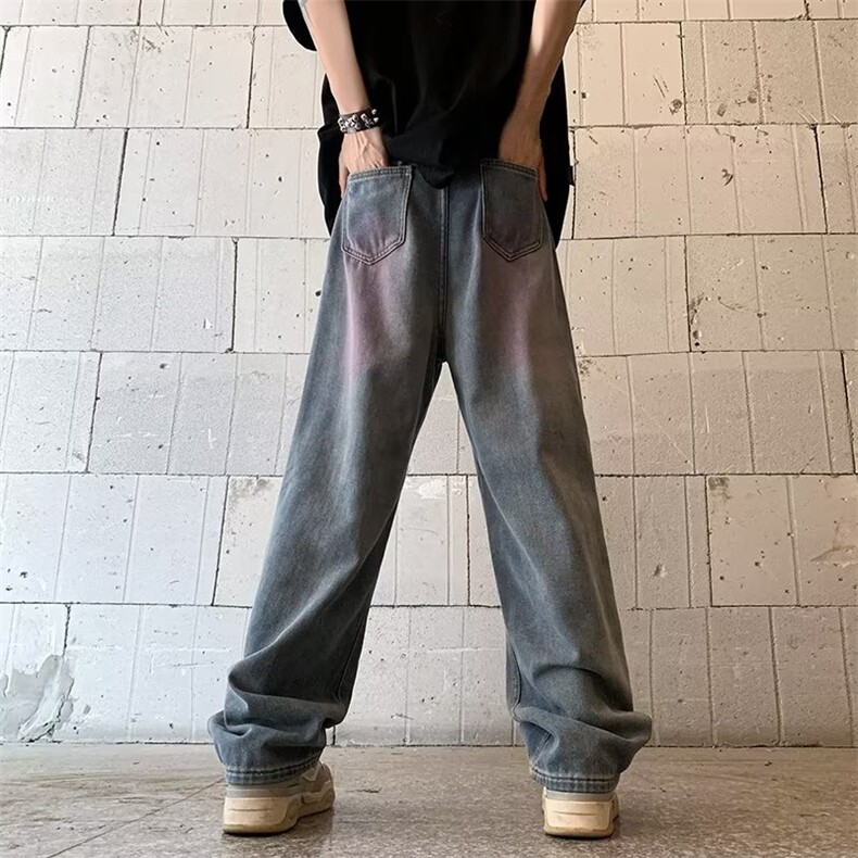 青春流行ins男直筒水洗渐变色牛仔裤N3012P48,男装牛仔裤,星座1116-2