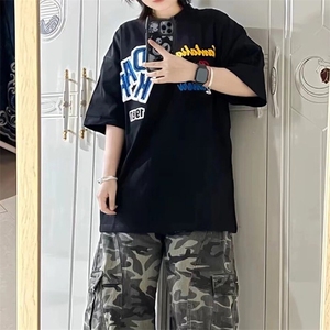 万针全刺绣工艺抖音得物高品质260克重磅纯棉双纱美式高街短袖T恤图片