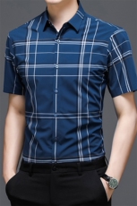 AD22103钱塘2020-3夏季男士精品格子短袖衬衫P75，男装T恤，钱塘207-3