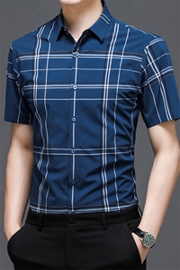 AD22103钱塘2020-3夏季男士精品格子短袖衬衫P75图片