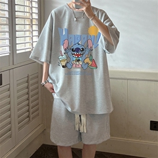 华夫格套装运动短袖t恤套装休闲两件套一套HZ84077-P44，男装T恤，电商A040