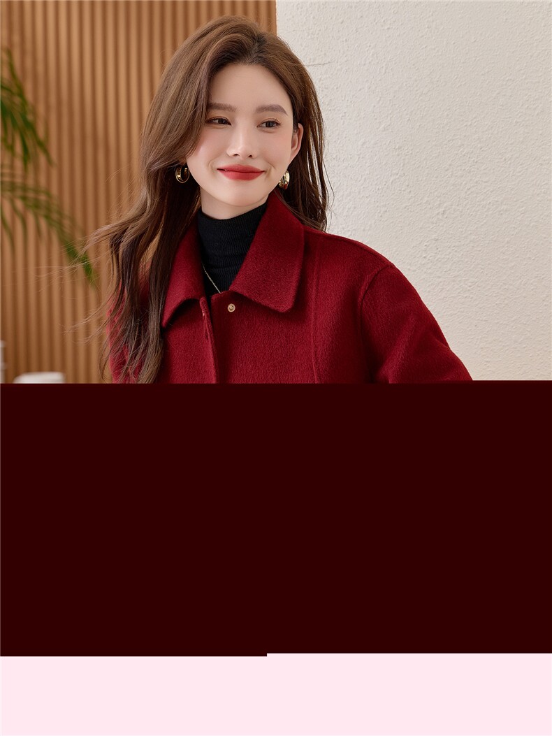 时尚短款双面羊绒大衣2025年秋冬新款单排扣毛外套小个子,女装毛呢外套,众宇琦