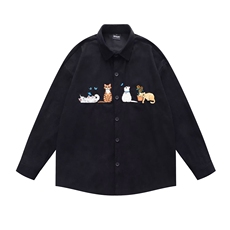 网络图，新款复古长袖衬衫港风日系男女痞帅XZ302B-1-C232P40，男装衬衫，星座302B-1