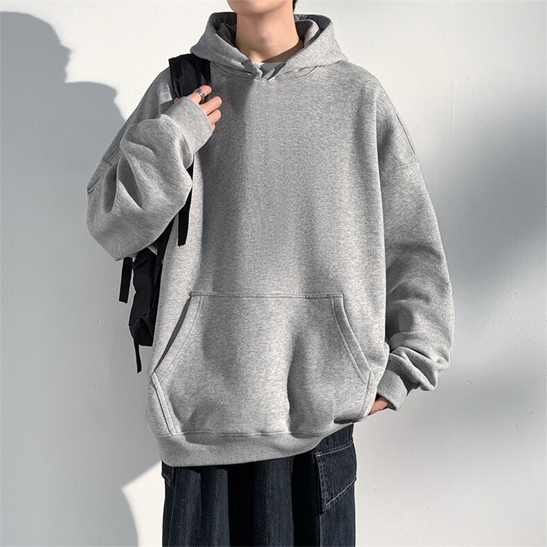 抖音得物高品质二开支持退换25秋冬全棉宽松连帽纯色卫衣HM09,男装卫衣,电商A486