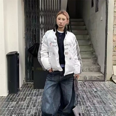 美式复古水洗弯刀牛仔裤女春秋款辣妹高街设计感宽松阔腿拖地裤子，男装牛仔裤，星座506A