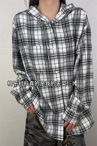 春季2026连帽格子衬衫美式撞色衬衣外套男女 C64148-TP3568图片