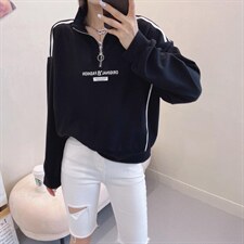 秋季立领长袖卫衣，女装卫衣/绒衫，薰衣坊