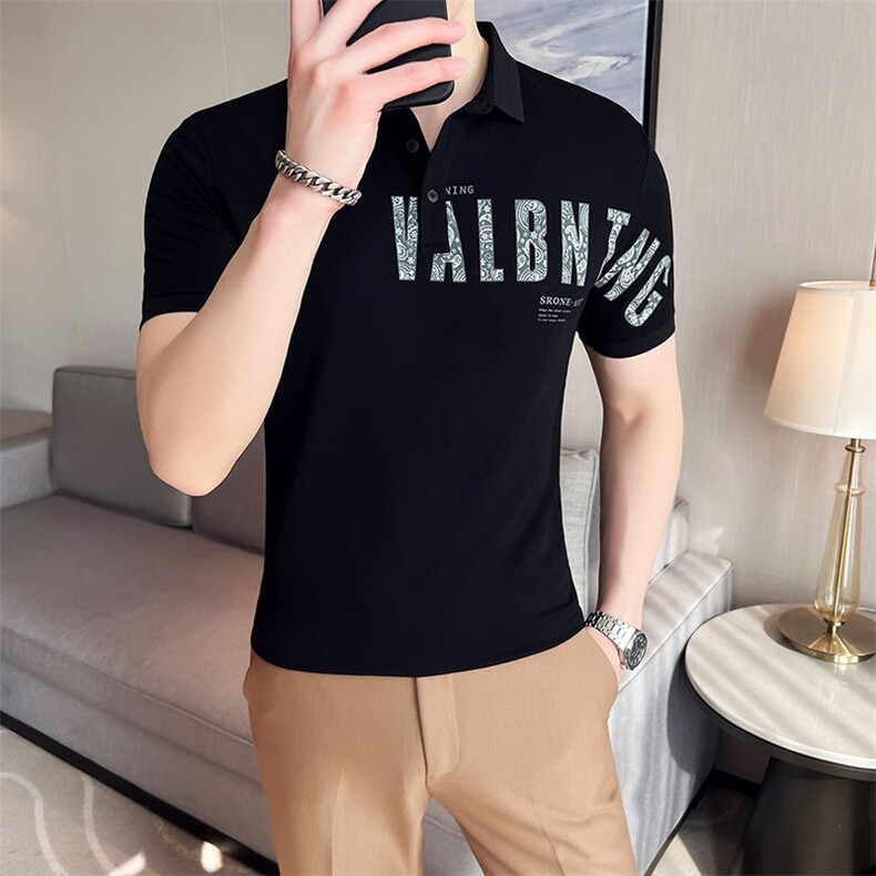 2024夏季新款英伦风高品质修身刺绣POLO衫冰丝短袖T恤男D238-p48,男装T恤,电商D303