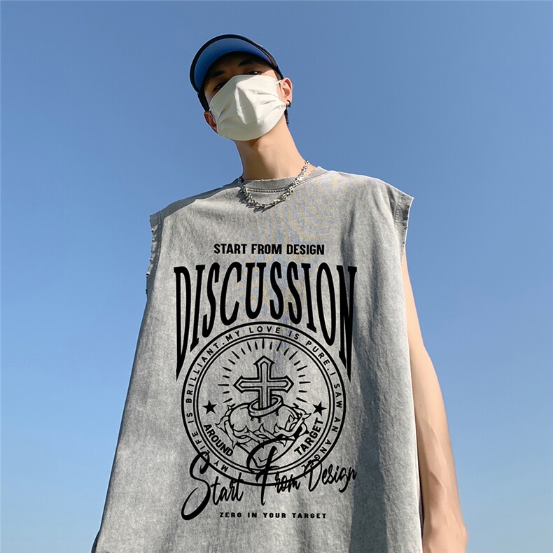 三亚外景夏季美式水洗无袖T恤潮流宽松背心潮流DT6249P45控58,男装背心/马甲,电商A268A