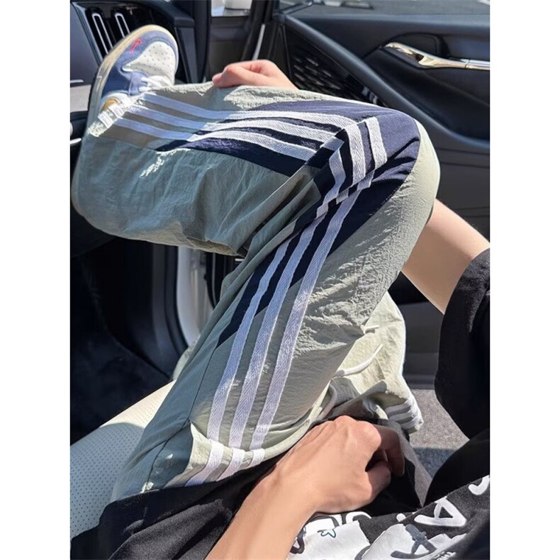 1506/QA6140/P42春秋多巴胺速干休闲裤降落伞阔腿美式三条杠裤,男装休闲裤,星座1506