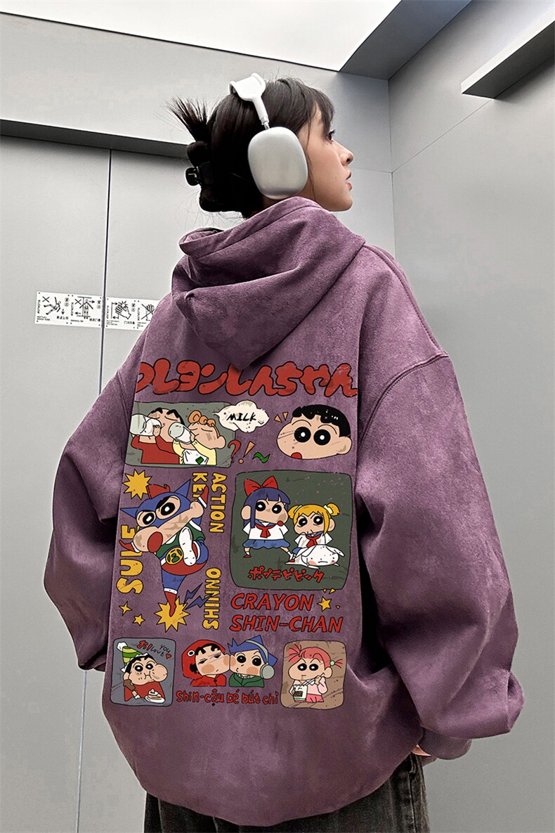 麂皮绒连帽卫衣直播品质重磅400克蜡笔小新印花JL7102-P45控78,男装卫衣,星座508（原C305）