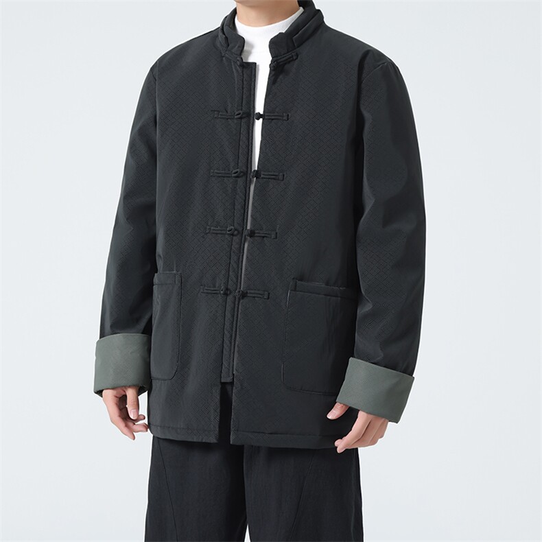 9399^冬季新款男装保暖可拆卸帽羽绒服风中长款唐装外套,男装羽绒服,钱塘777(原3023)