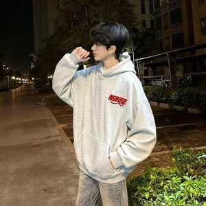 美式字母刺绣卫衣男秋冬2025新款宽松情侣连帽上衣WB610-P40图片
