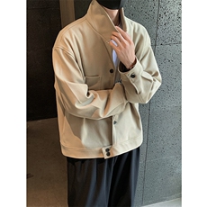 毛呢大衣男士短款秋冬季翻领宽松风衣韩版呢子外套夹克-F2479P105，男装风衣，电商B289