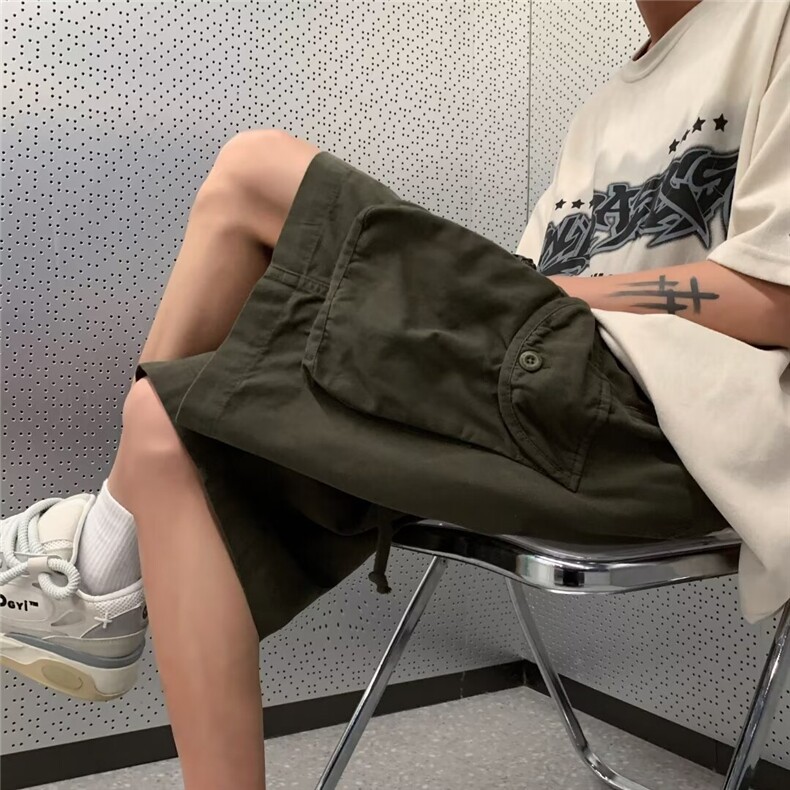 工装短裤男好吧潮流大口袋帅气2024夏季新款ins五分裤K5158-P35,男装休闲裤,星座412-2
