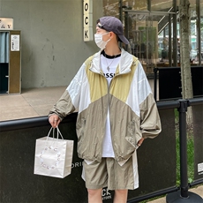 时尚连帽防晒套装男夏季运动风拼色防晒衣夹克XZ514-2-1607-P98，男装防晒衣，星座514-2(原B239)