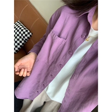 【有货】DCSA244-特批40多巴胺紫色长袖衬衫男女秋季纯棉情侣衬衣，男装衬衫，星座603-2
