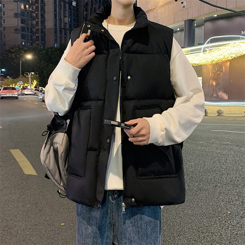 男士立领棉马甲冬季加厚纯色棉背心休闲外套潮流A266-WMJ621-P45,男装背心/马甲,电商A266