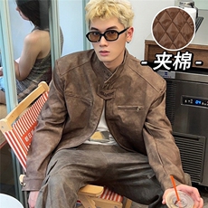 [网图现货]美式复古街头鹿皮衣男夹克短款夹棉衣MM80421/P87，男装夹克，星座1506-1