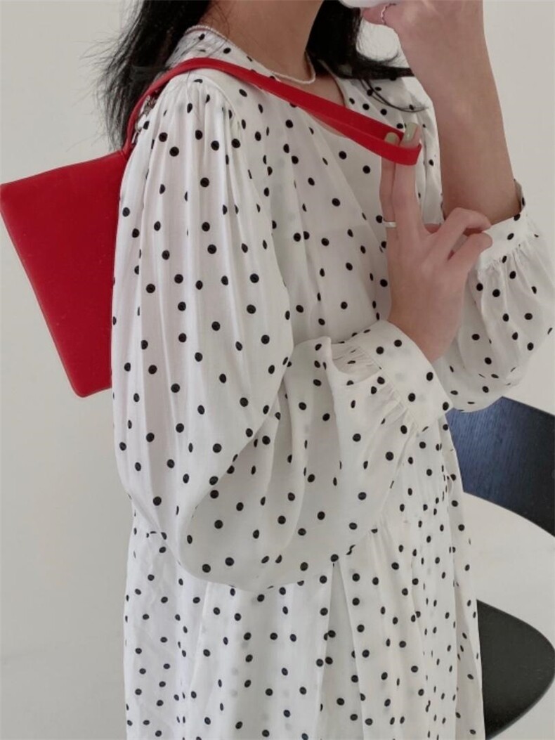 波点控雪纺连衣裙,女装连衣裙,Young