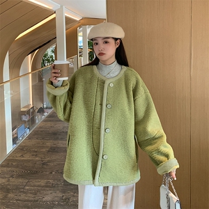 新款现货撞色羊羔毛外套图片