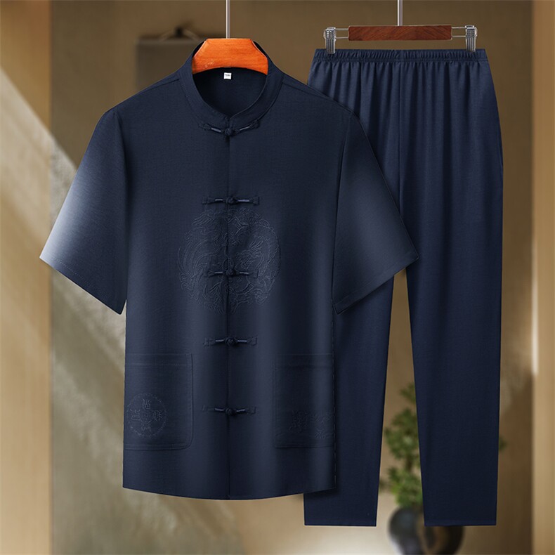 BETZ223钱塘2020-2中式唐装风中老年男装中老年套装P90,男装中老年男装,钱塘207-2